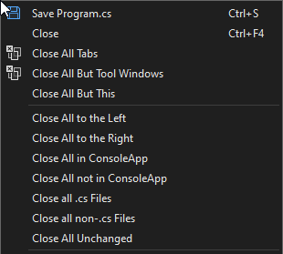 Close tabs